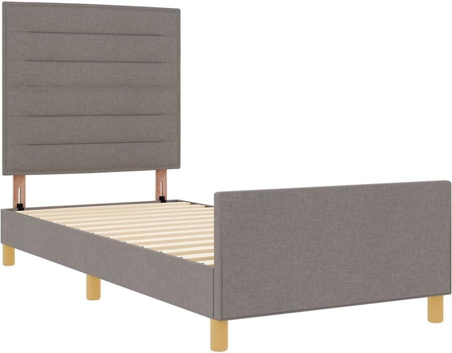 VidaXL Bedframe zonder Matras Donker Grijs 120x190 cm Stof Set van 2 Taupe - Foto 2