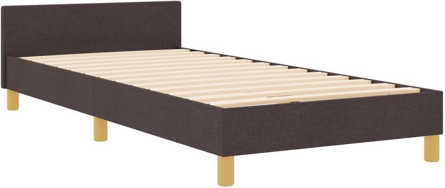 VidaXL Bedframe Donkerbruin Hout Stof 80 x 200 cm Duurzaam Bedframe - Foto 2