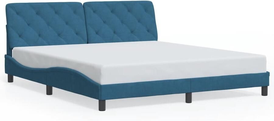 VidaXL -Bedframe-met-hoofdeinde-fluweel-blauw-180x200-cm - Foto 2