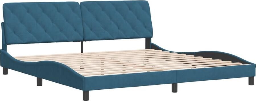 VidaXL -Bedframe-met-hoofdeinde-fluweel-blauw-200x200-cm - Foto 2