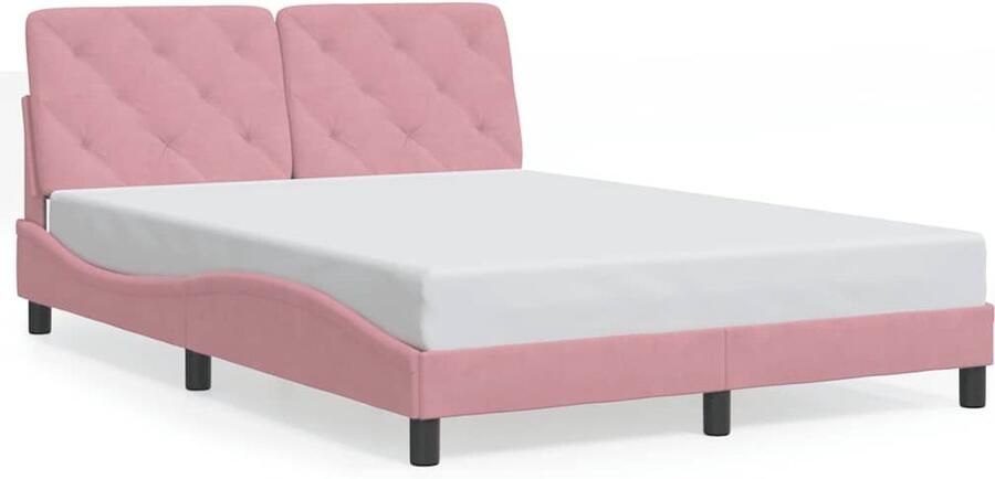 VidaXL -Bedframe-met-hoofdeinde-fluweel-roze-140x190-cm - Foto 2