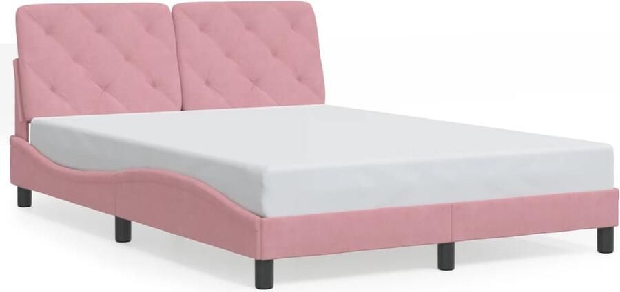 VidaXL -Bedframe-met-hoofdeinde-fluweel-roze-140x200-cm