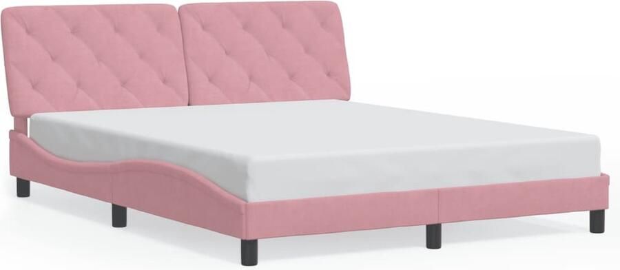 VidaXL -Bedframe-met-hoofdeinde-fluweel-roze-160x200-cm