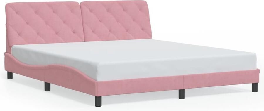 VidaXL -Bedframe-met-hoofdeinde-fluweel-roze-180x200-cm
