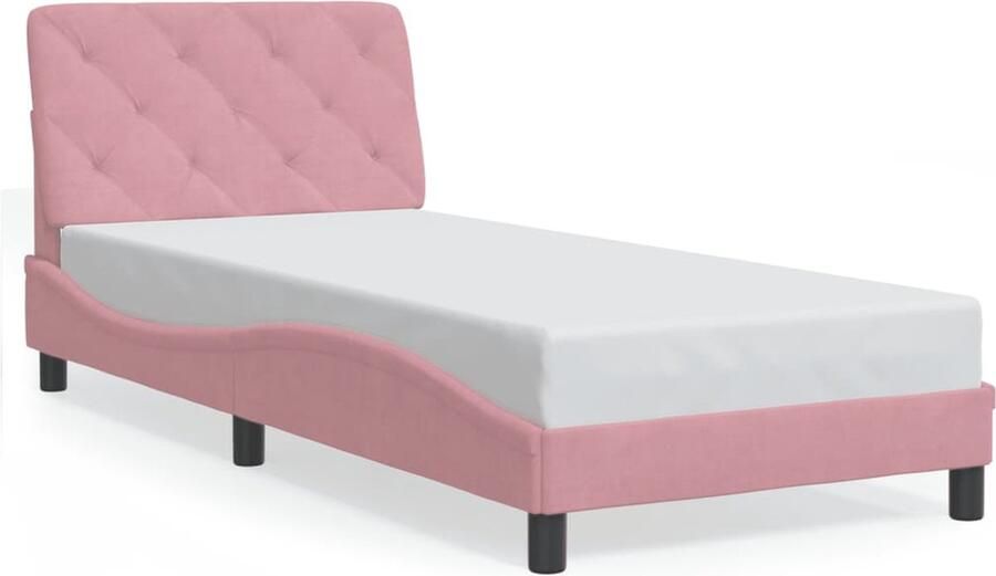 VidaXL -Bedframe-met-hoofdeinde-fluweel-roze-90x190-cm