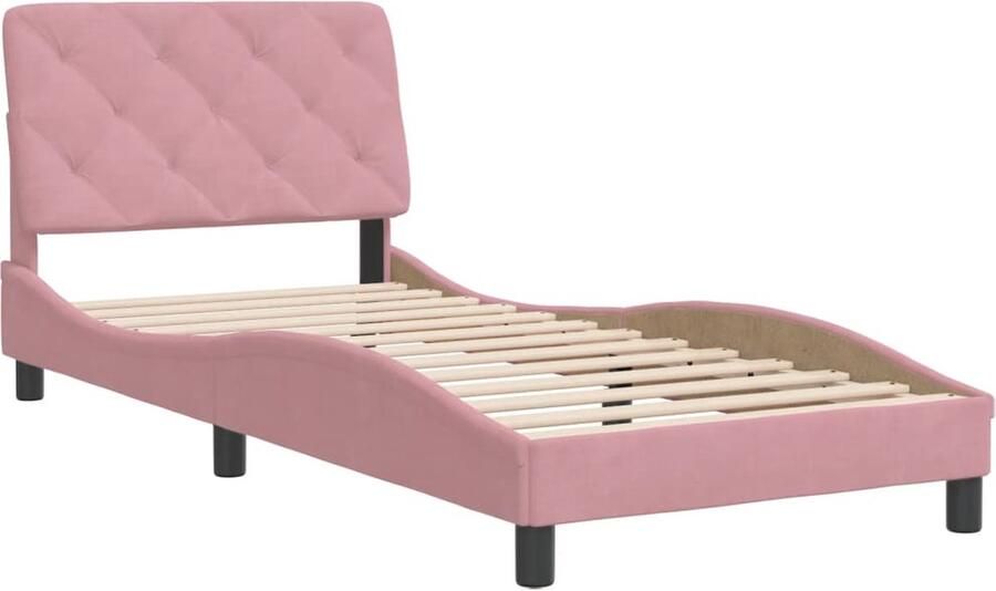 VidaXL -Bedframe-met-hoofdeinde-fluweel-roze-90x200-cm