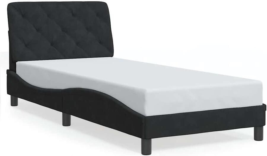 VidaXL -Bedframe-met-hoofdeinde-fluweel-zwart-90x190-cm - Foto 2