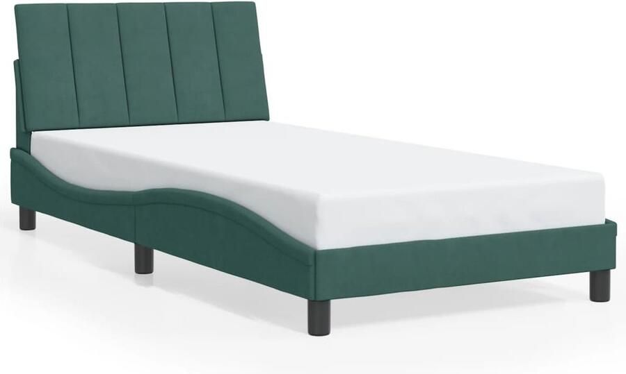 VidaXL Bedframe zonder matras Hanko 100x200 cm fluweel donkergroen - Foto 3