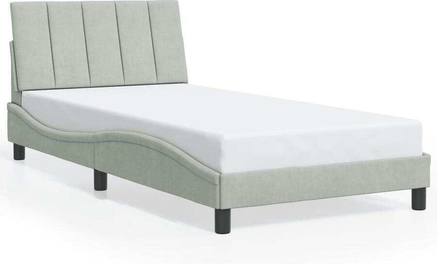 VidaXL Bedframe zonder matras Hanko 100x200 cm fluweel lichtgrijs - Foto 3