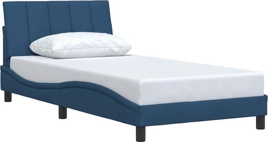 VidaXL Bedframe zonder matras Hanko 100x200 cm stof blauw
