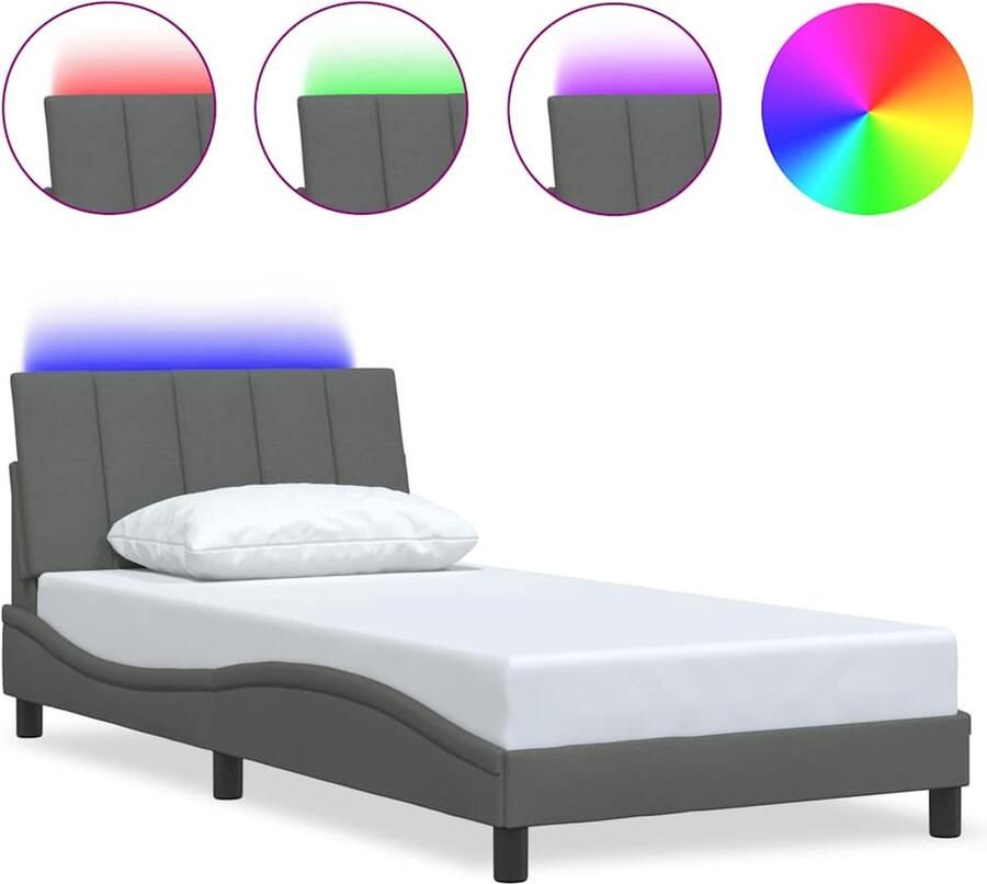 VidaXL Bedframe zonder matras Hanko 100x200 cm stof donkergrijs