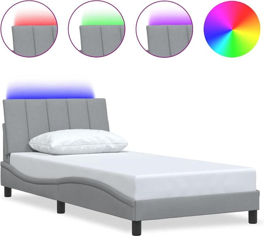 VidaXL Bedframe zonder matras Hanko 100x200 cm stof lichtgrijs