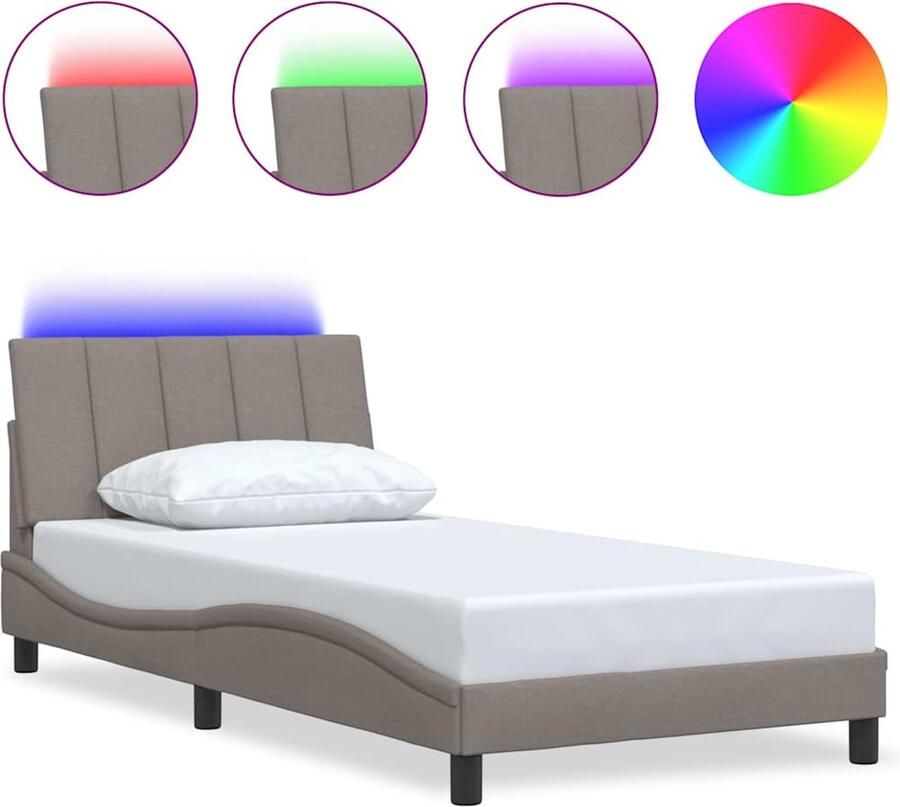 VidaXL Bedframe zonder matras Hanko 100x200 cm stof taupe