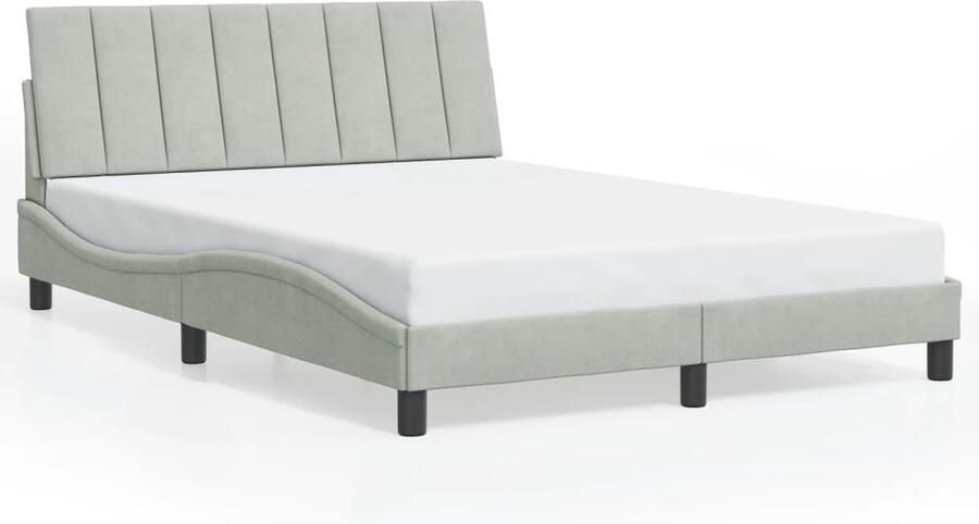 VidaXL Bedframe zonder matras Hanko 140x200 cm fluweel lichtgrijs - Foto 3
