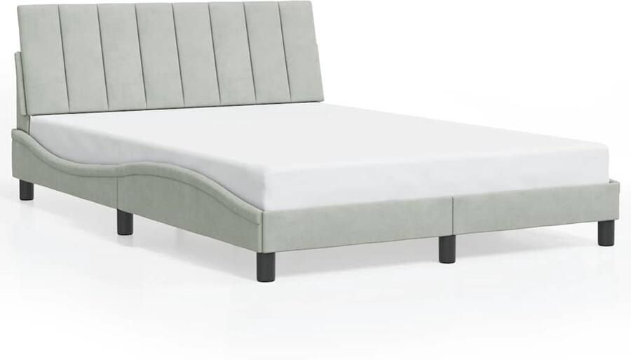 VidaXL Bedframe zonder matras Hanko 140x200 cm fluweel lichtgrijs - Foto 3
