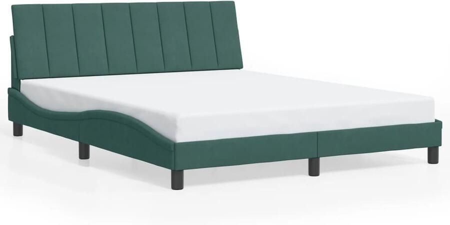 VidaXL Bedframe zonder matras Hanko 160x200 cm fluweel donkergroen - Foto 3