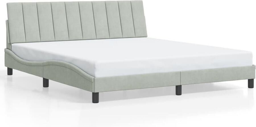 VidaXL Bedframe zonder matras Hanko 180x200 cm fluweel lichtgrijs - Foto 2