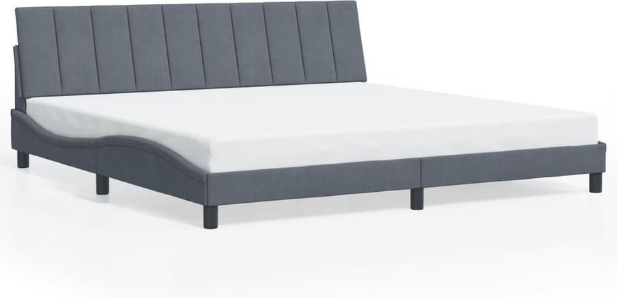 VidaXL Bedframe zonder matras Hanko 200x200 cm fluweel donkergrijs - Foto 2
