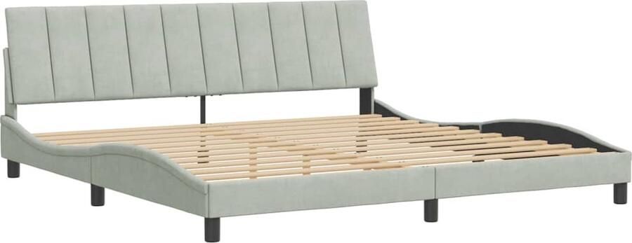 VidaXL Bedframe zonder matras Hanko 200x200 cm fluweel lichtgrijs - Foto 2