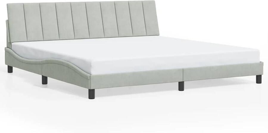 VidaXL Bedframe zonder matras Hanko 200x200 cm fluweel lichtgrijs - Foto 3