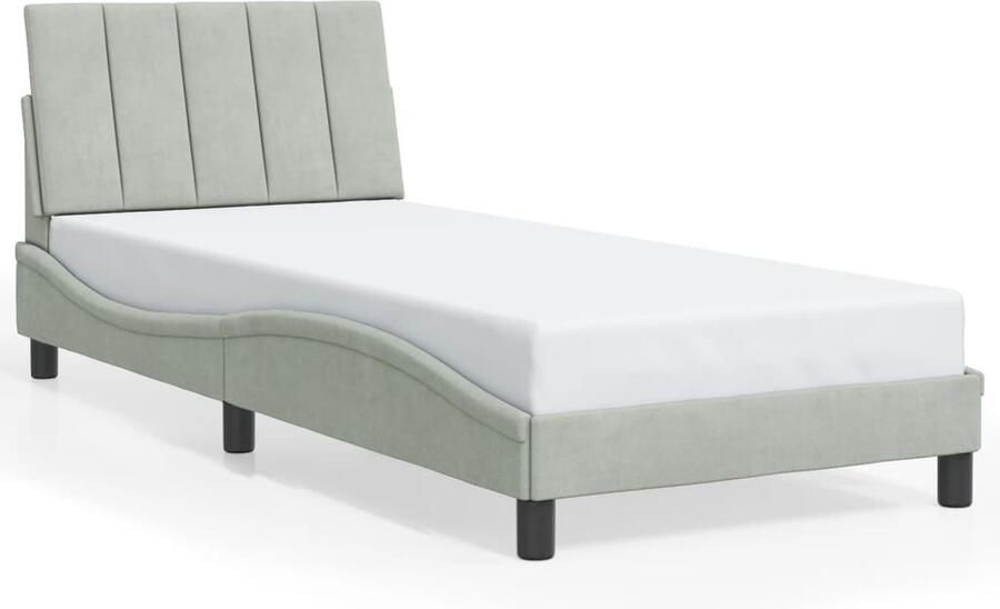VidaXL Bedframe zonder matras Hanko 80x200 cm fluweel lichtgrijs - Foto 3
