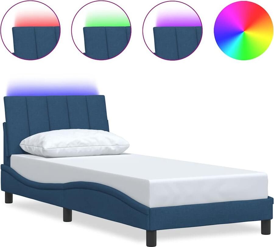 VidaXL Bedframe zonder matras 80x200 cm stof blauw - Foto 4