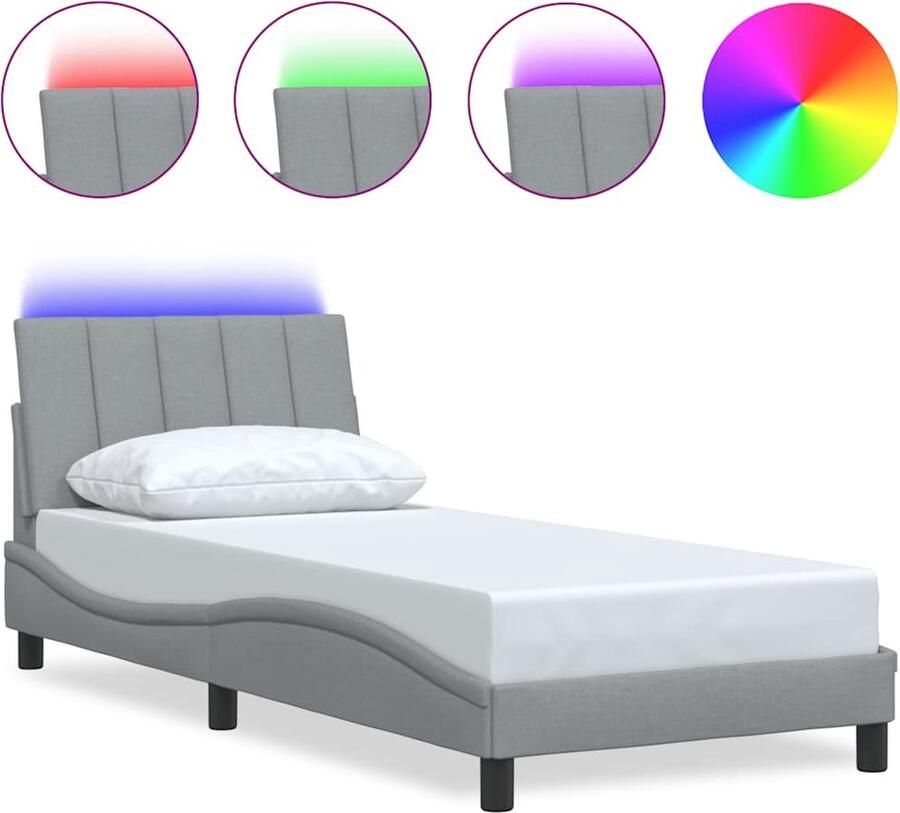 VidaXL Bedframe zonder matras 80x200 cm stof lichtgrijs - Foto 3