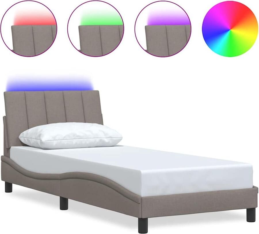 VidaXL Bedframe zonder matras Hanko 90x200 cm stof taupe