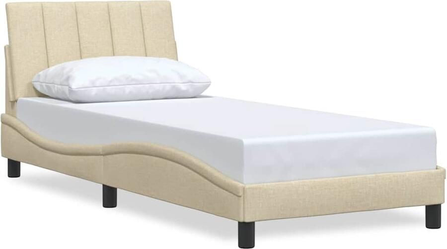 VidaXL Bedframe zonder matras Hanko 90x200 cm stof crèmekleurig