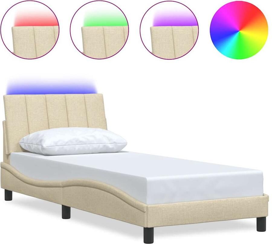 VidaXL Bedframe zonder matras Hanko 90x200 cm stof crèmekleurig