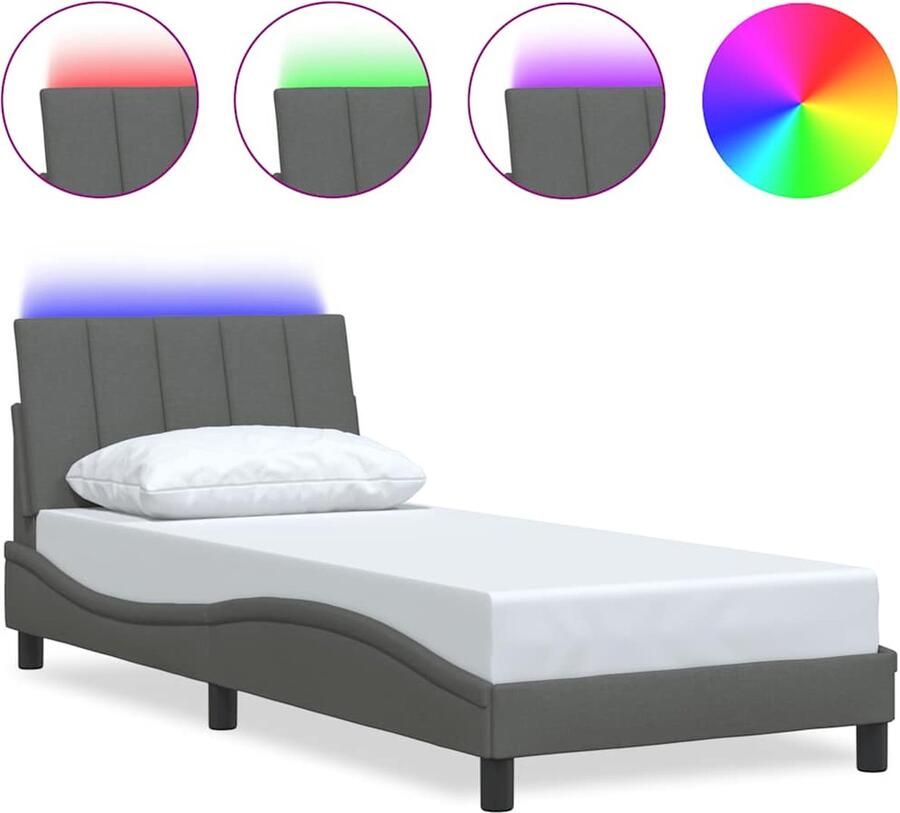 VidaXL Bedframe zonder matras Hanko 90x190 cm stof donkergrijs