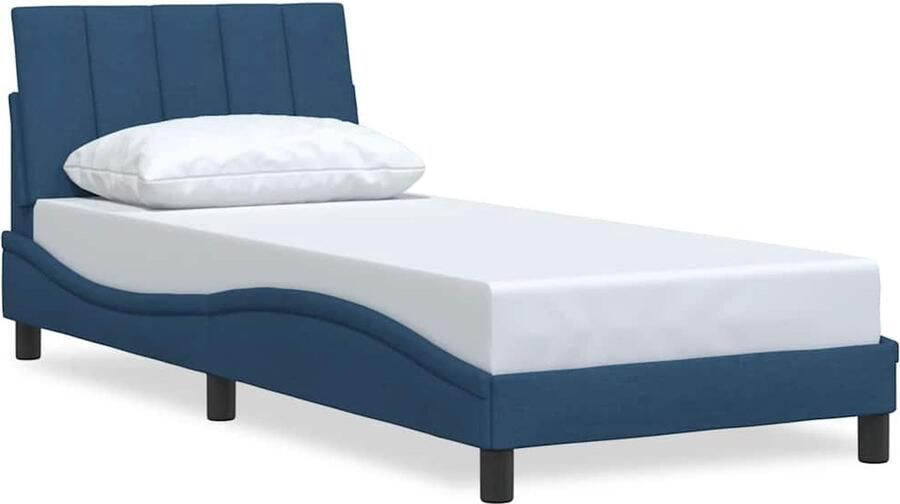 VidaXL Bedframe zonder matras Hanko 90x200 cm stof blauw