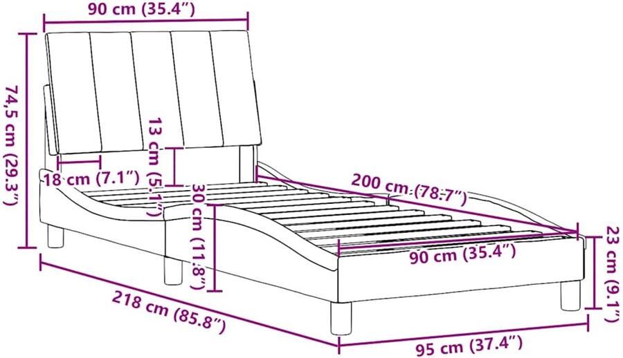 VidaXL Bedframe zonder matras Hanko 90x200 cm stof crèmekleurig - Foto 2
