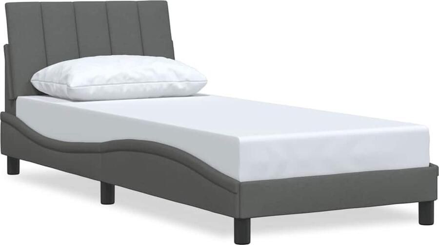 VidaXL Bedframe zonder matras Hanko 90x200 cm stof donkergrijs