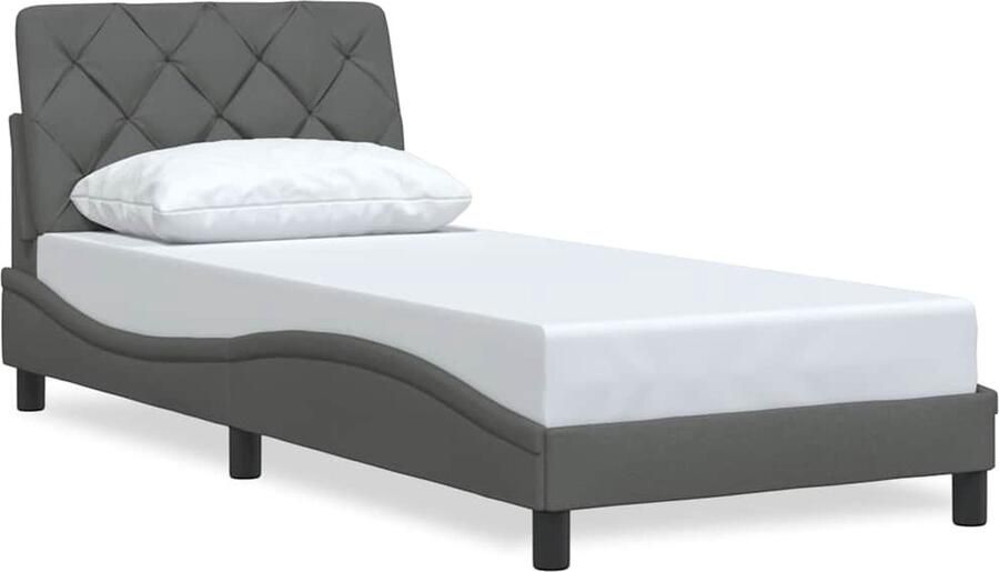 VidaXL Bedframe zonder matras Hanko 90x200 cm stof donkergrijs