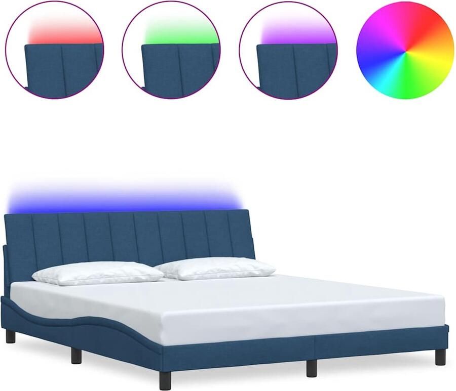 VidaXL Bedframe zonder matras stof blauw 180x200 cm - Foto 2