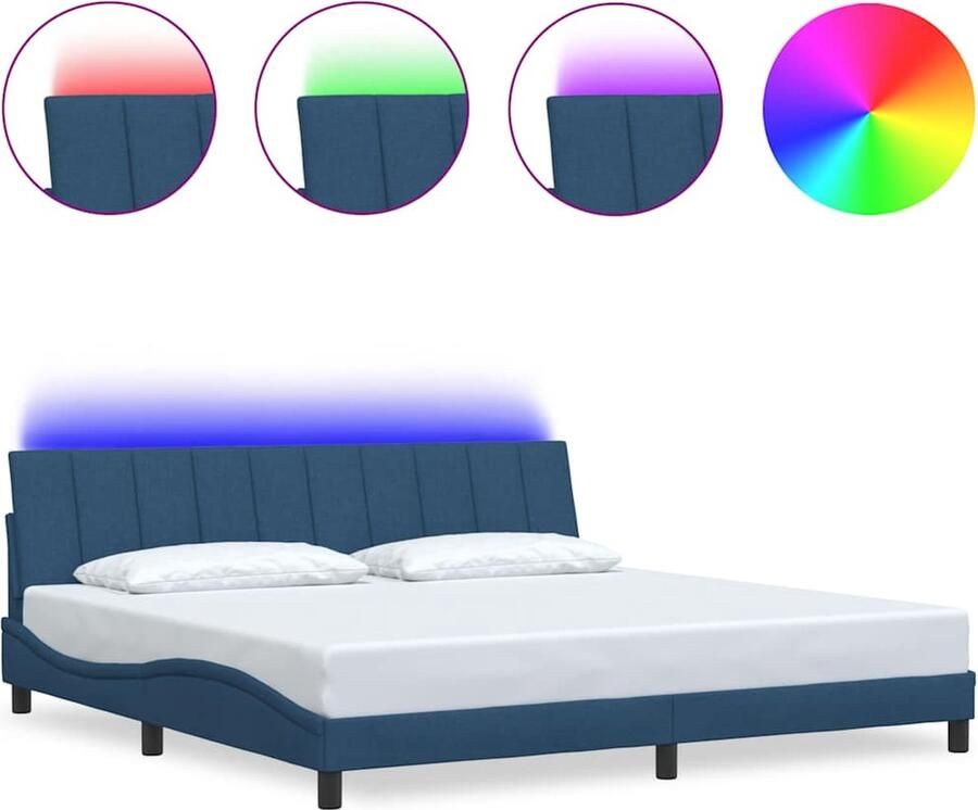 VidaXL Bedframe zonder matras Hanko stof blauw 200x200 cm