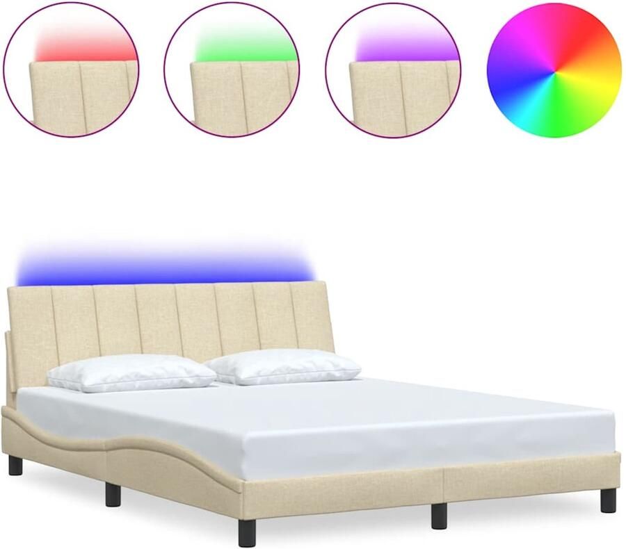 VidaXL Bedframe zonder matras Hanko stof crèmekleurig 160x200 cm