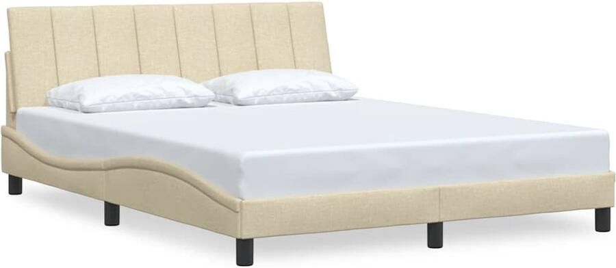 VidaXL Bedframe zonder matras Hanko stof crèmekleurig 160x200 cm