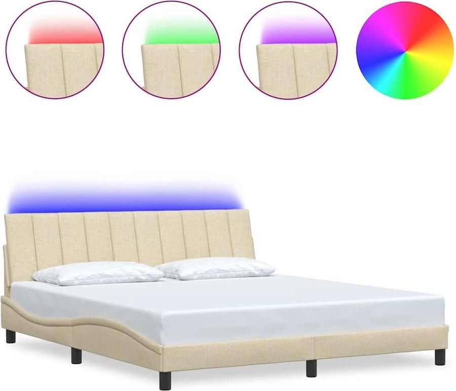 VidaXL Bedframe zonder matras Hanko stof crèmekleurig 180x200 cm