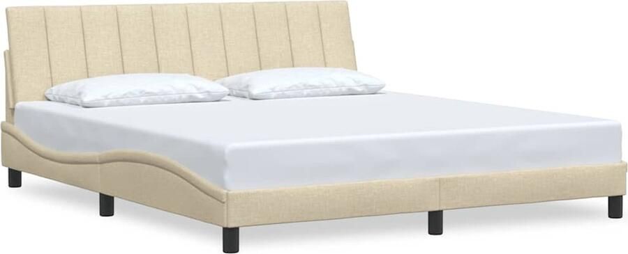 VidaXL Bedframe zonder matras Hanko stof crèmekleurig 180x200 cm - Foto 2