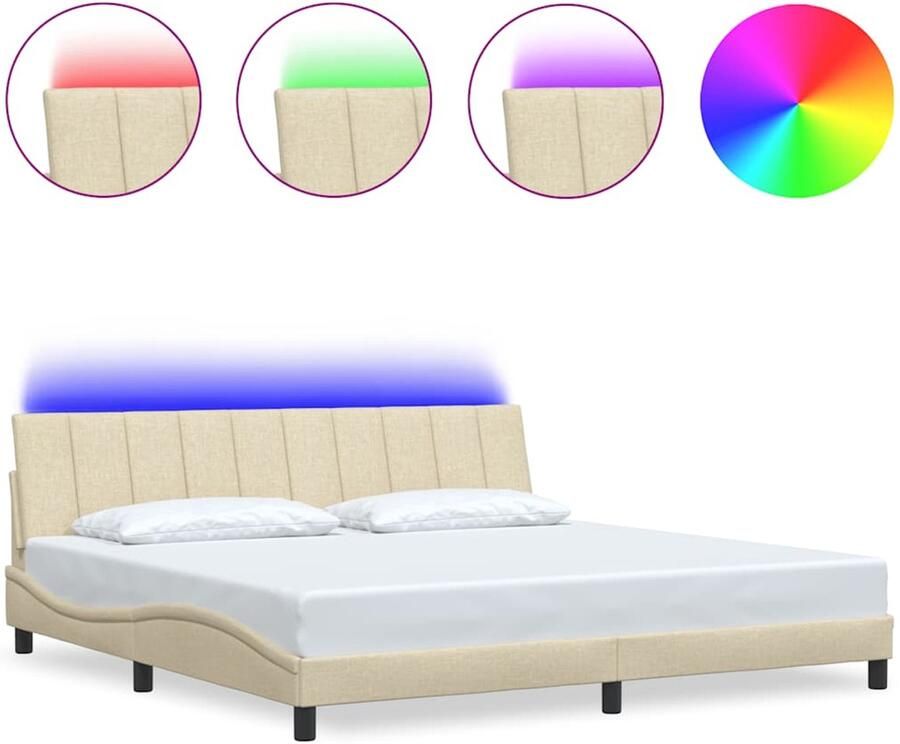 VidaXL Bedframe zonder matras Hanko stof crèmekleurig 200x200 cm