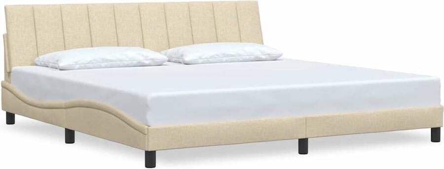 VidaXL Bedframe zonder matras Hanko stof crèmekleurig 200x200 cm
