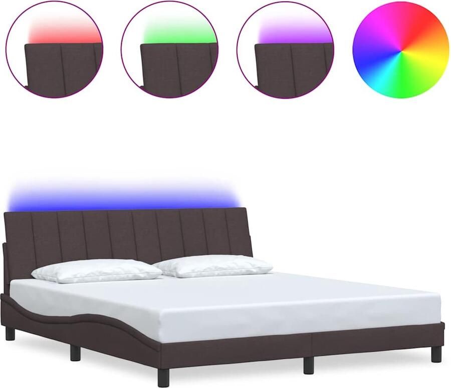 VidaXL Bedframe zonder matras Hanko stof donkerbruin 180x200 cm