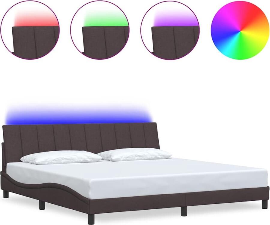 VidaXL Bedframe zonder matras Hanko stof donkerbruin 200x200 cm