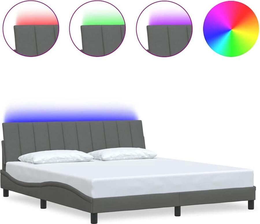 VidaXL Bedframe zonder matras Hanko stof donkergrijs 180x200 cm