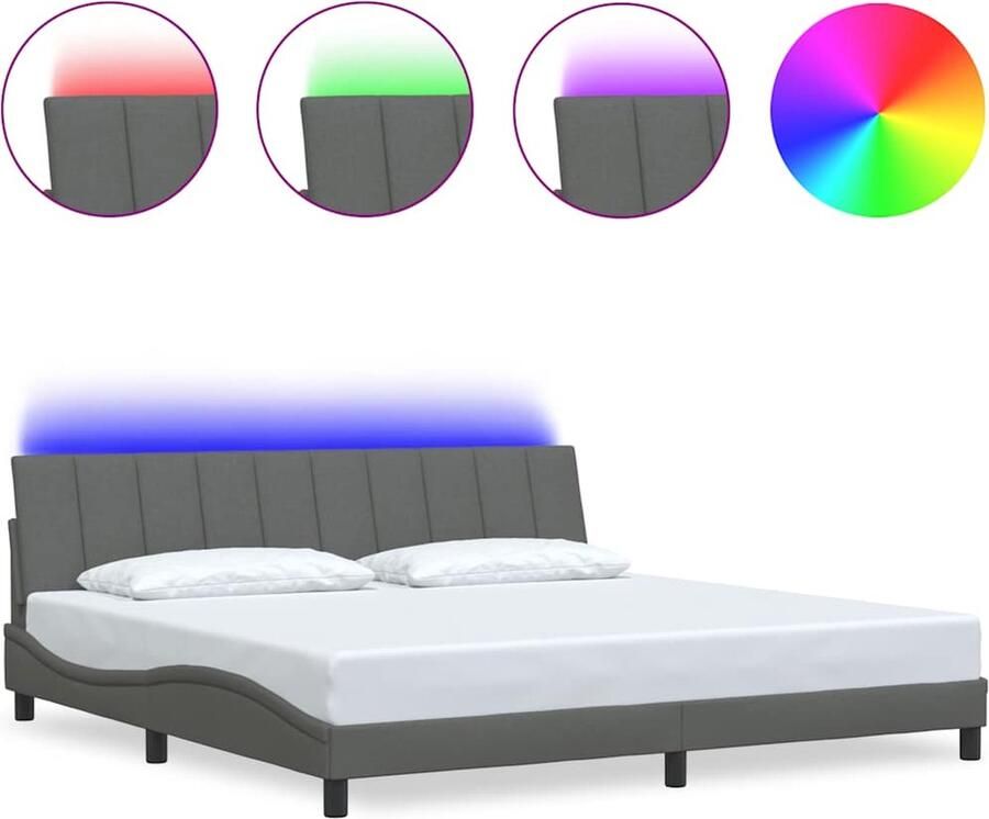 VidaXL Bedframe zonder matras Hanko stof donkergrijs 200x200 cm