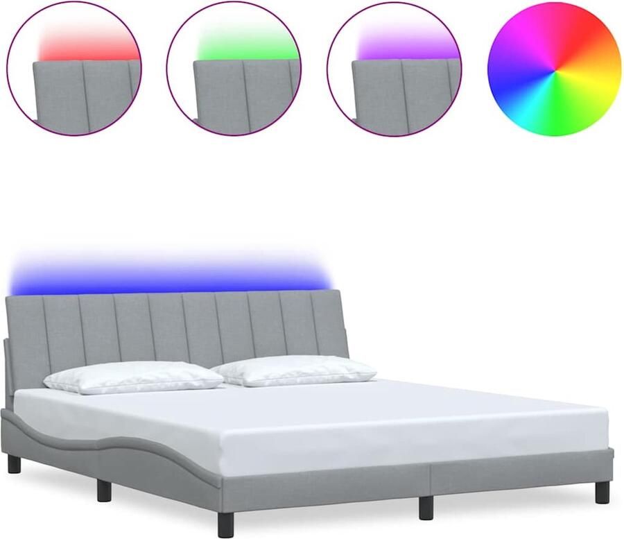 VidaXL Bedframe zonder matras Hanko stof lichtgrijs 180x200 cm