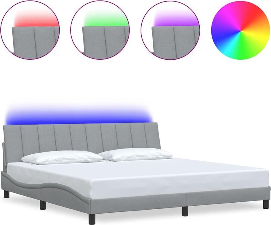 VidaXL Bedframe zonder matras Hanko stof lichtgrijs 200x200 cm