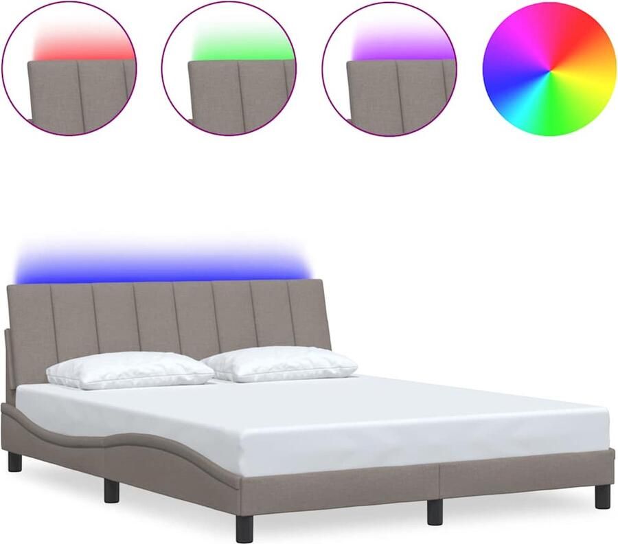 VidaXL Bedframe zonder matras Hanko stof taupe 160x200 cm